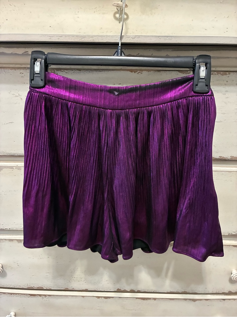 High-Waist Purple Pleated Women's Shorts